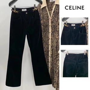 CELINE Black Velvet Bootcut Pants